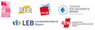 Logos mehrerer bayerischer Bildungs‑, Eltern‑ und Arbeitnehmerorganisationen in einer gemeinsamen Übersicht.
